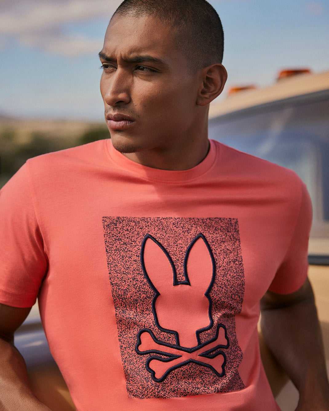 Tees Psycho Bunny Livingston Graphic Tee Rose Homme | GDL-89060726